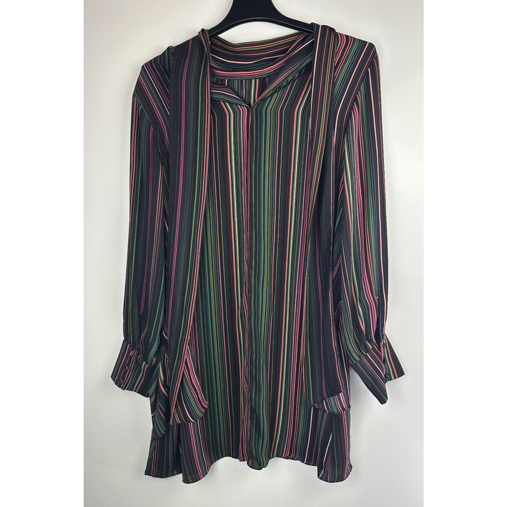 NWT City Chic Illusion LS Stripe Shift Mini Dress / Tunic Top Tie Plus Size 18 - Picture 13 of 14